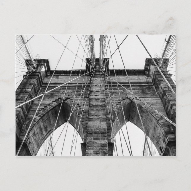 Black and White Brooklyn Bridge Photo NYC Postcard (Front)