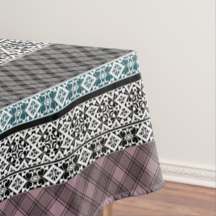 Black and white brown patchwork lace tablecloth
