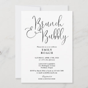 Black And White Brunch And Bubbly Bridal Shower Invitation
