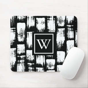Black and White Brush Abstract Mouse Pad