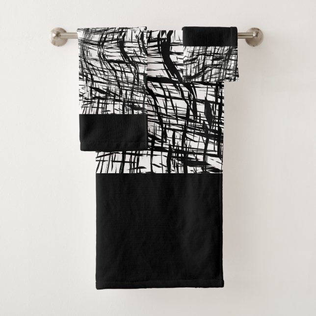 Black and White Brush grunge   Bath Towel Set (Insitu)