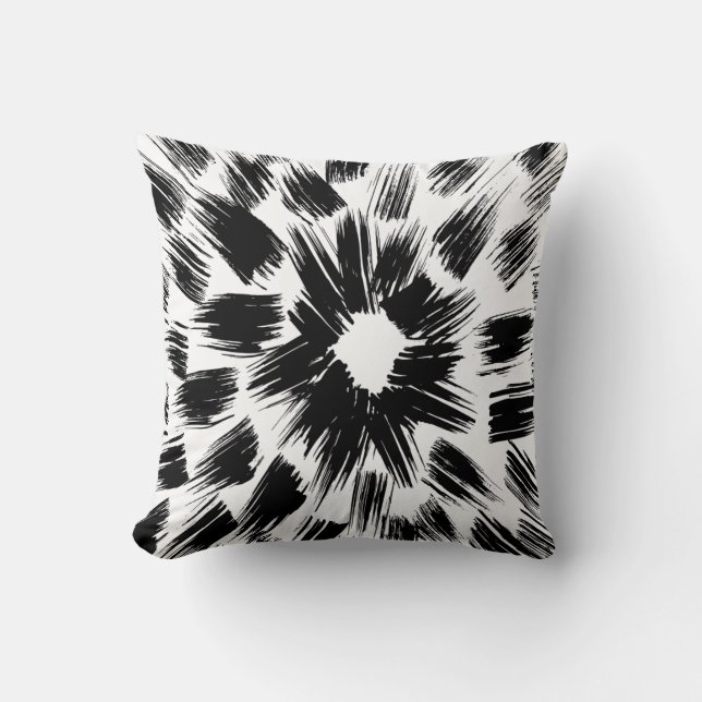 Black and White brushed grunge Throw Pillow (Front)