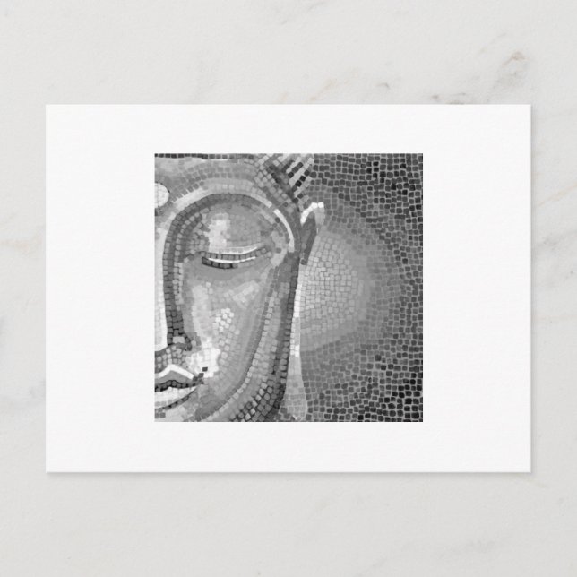Black and White Buddha Face Postcard (Front)