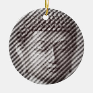 Black And White Buddha Face Statue Formed By Lines Ceramic Tree Decoration