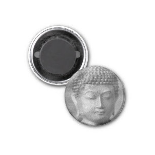 Black And White Buddha Face Statue Formed By Lines Magnet