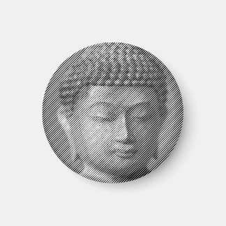 Black And White Buddha Face Statue Formed By Lines Magnet