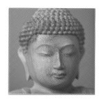 Black And White Buddha Face Statue Formed By Lines Tile<br><div class="desc">Decorative ceramic tiles with the face of Siddhartha Gautama,  Buddha,  with carved effect.
Image formed by lines of variable width. 
Gift idea for people that love Asian art and spirituality.</div>