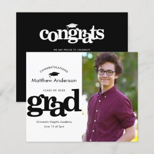 Black and white budget photo graduation invitation