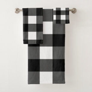 Black and White Buffalo Check Bath Towel Set
