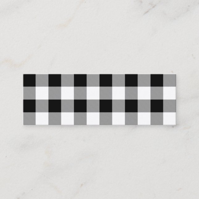 Black and White Buffalo Check Bookmark Mini Business Card (Front)
