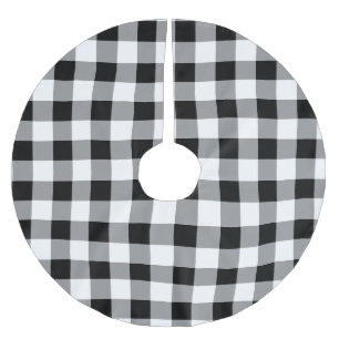 Black and White Buffalo Check Christmas Brushed Polyester Tree Skirt
