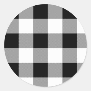 Black and White Buffalo Check Classic Round Sticker