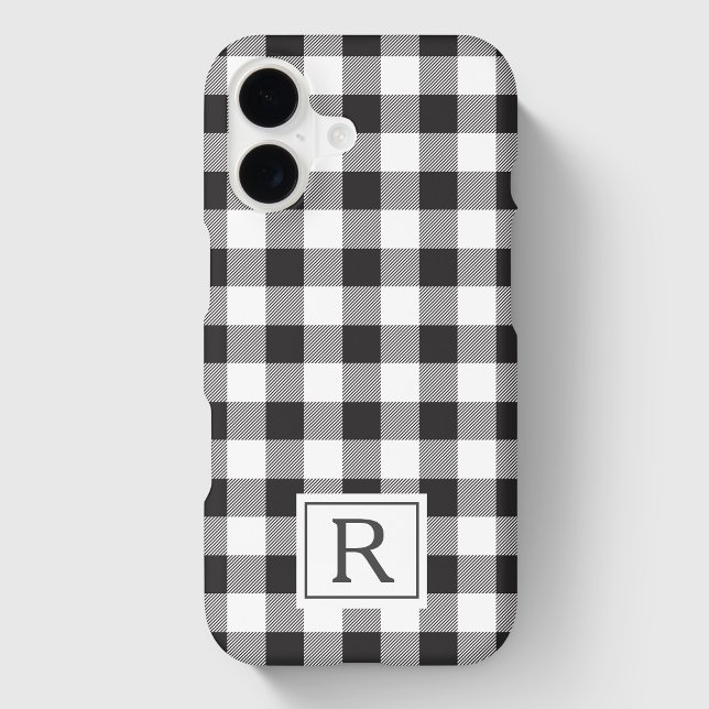 Black and White Buffalo Check Custom Initial (Creator Uploaded)