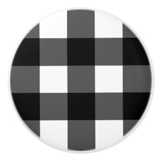 Black and White Buffalo Check Furniture Knob