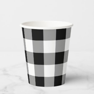 Black and White Buffalo Check Paper Cups