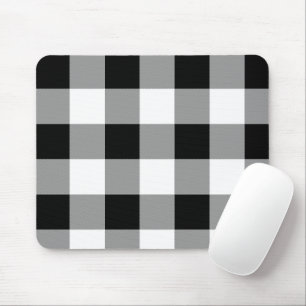 Black and White Buffalo Check Plaid Mouse Pad