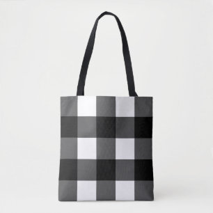 Black and White Buffalo Check Tote Bag