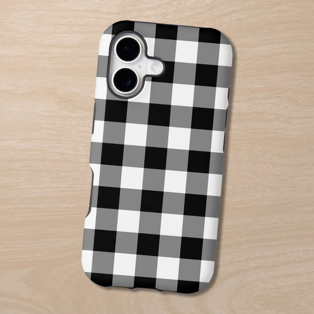 Black and White Buffalo Plaid (Black and White Buffalo Plaid Case-Mate iPhone Case in situ)