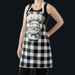 Black And White Buffalo Plaid  Apron<br><div class="desc">A Black And White Buffalo Plaid Chief Gnome Apron</div>