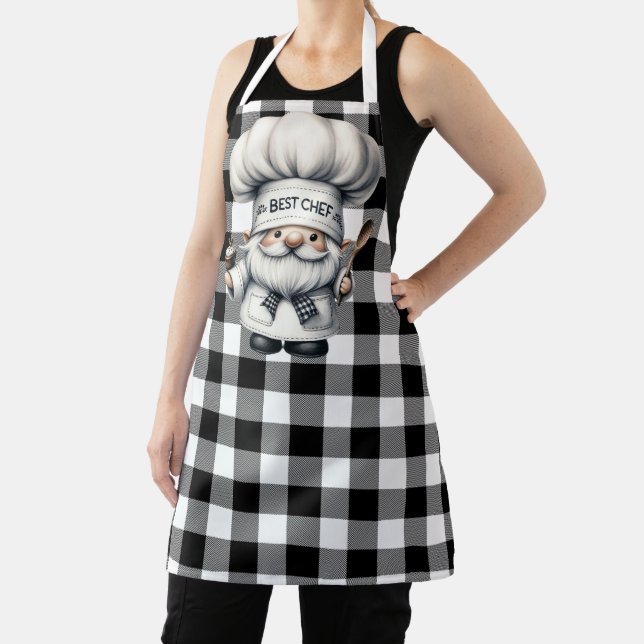 Black And White Buffalo Plaid  Apron (Insitu)