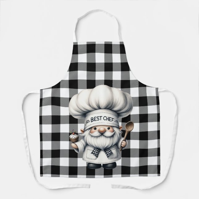 Black And White Buffalo Plaid  Apron (Front)