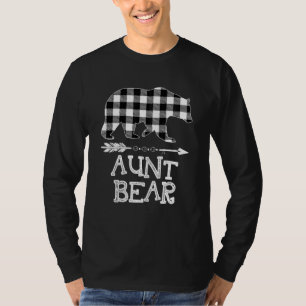 Black And White Buffalo Plaid Aunt Bear Christmas  T-Shirt