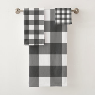Black And White Buffalo Plaid Bath Towel Set