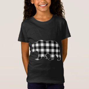 Black And White Buffalo Plaid Bear Christmas Pajam T-Shirt