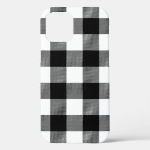 Black and White Buffalo Plaid Case-Mate iPhone Cas 12 Case