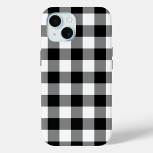 Black and White Buffalo Plaid iPhone 15 Case