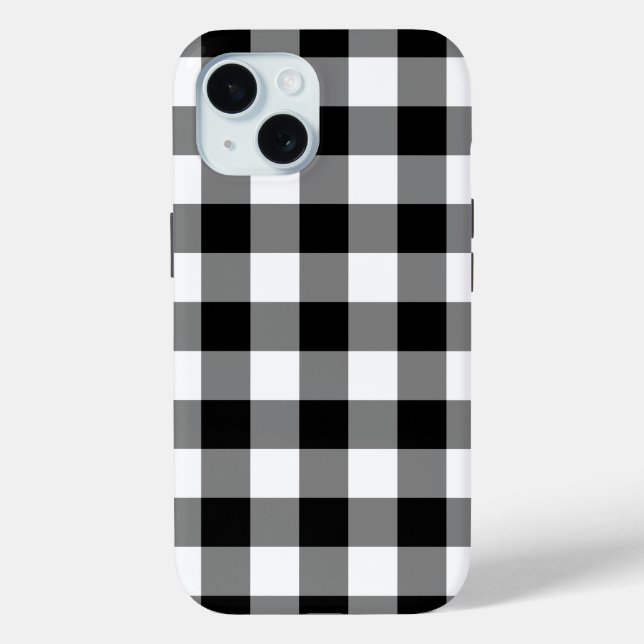 Black and White Buffalo Plaid Case-Mate iPhone Case (Back)