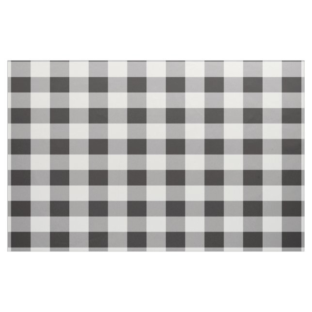 Black and White Buffalo Plaid Check Pattern Fabric (Yard)