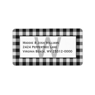Black and White Buffalo Plaid/Checks Personalised Label