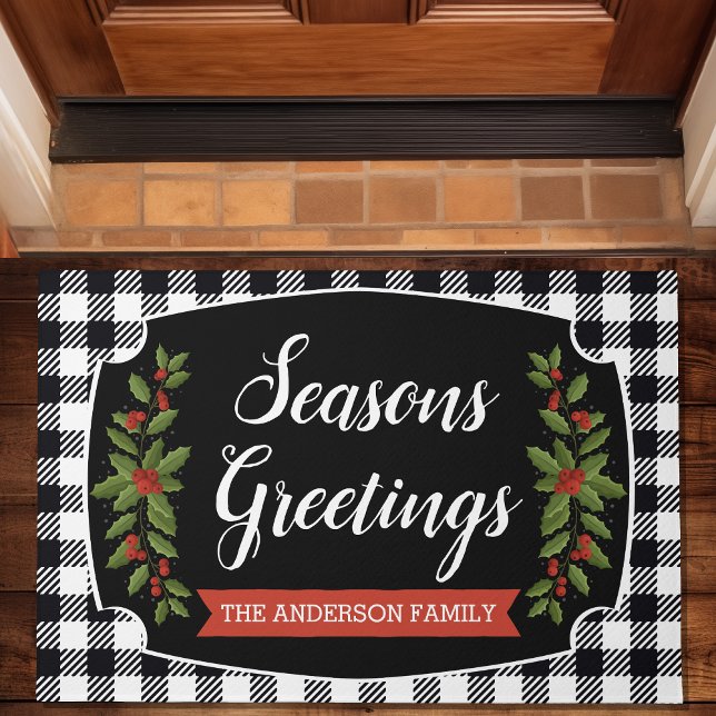 Black And White Buffalo Plaid Christmas Doormat (Creator Uploaded)