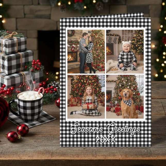 Black and White Buffalo Plaid Custom Name and Text Card (Creator Uploaded)