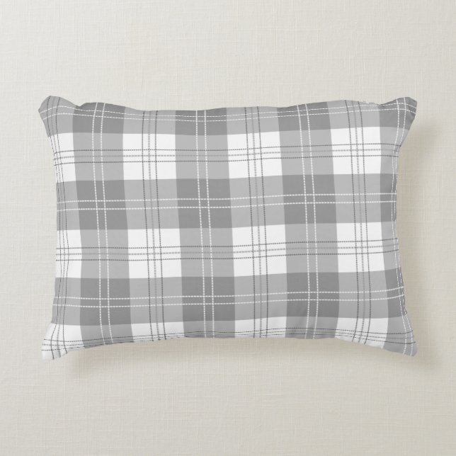Black and White Buffalo Plaid Decorative Cushion (Front)