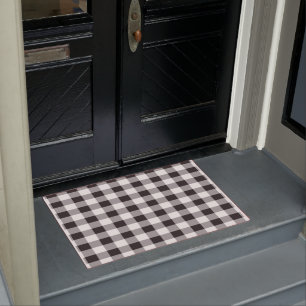 Black and White Buffalo Plaid Doormat