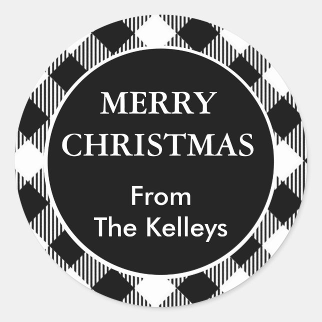 Black and White Buffalo Plaid Envelope Seal (Front)