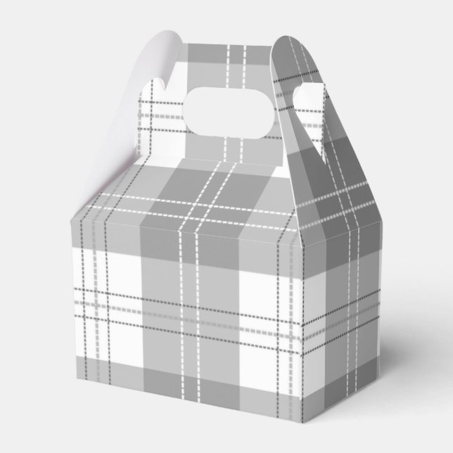 Black and White Buffalo Plaid Favour Box (Back Side)