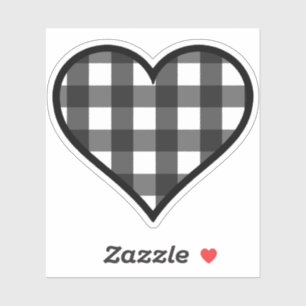 Black and White Buffalo Plaid Heart
