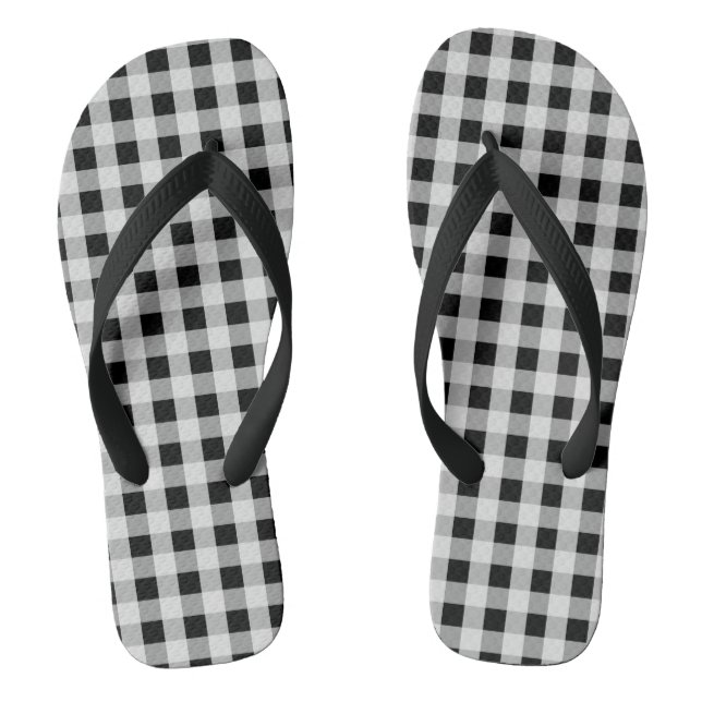 Black and White Buffalo Plaid Jandals (Footbed)