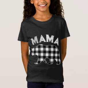 Black And White Buffalo Plaid Mama Bear Christmas  T-Shirt