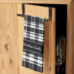 Black and white buffalo plaid monogram name tea towel<br><div class="desc">Rustic black and white buffalo plaid pattern,  personal Kitchen towel
You can personalise it and add your name.</div>