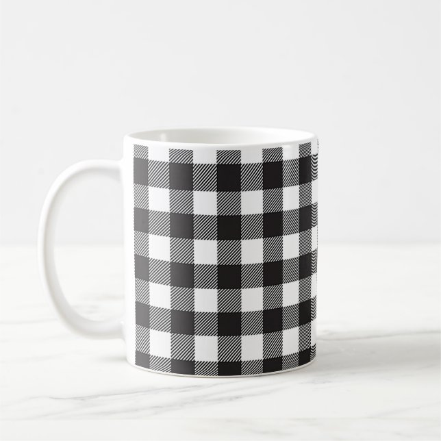 Black and White Buffalo Plaid Mug (Left)