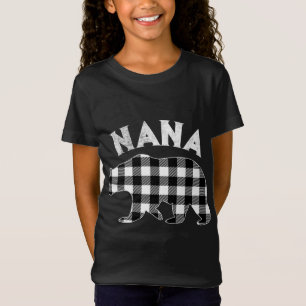 Black And White Buffalo Plaid Nana Bear Christmas T-Shirt