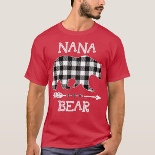 Black And White Buffalo Plaid Nana Bear Christmas T-Shirt
