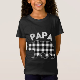 Black And White Buffalo Plaid Papa Bear Christmas T-Shirt