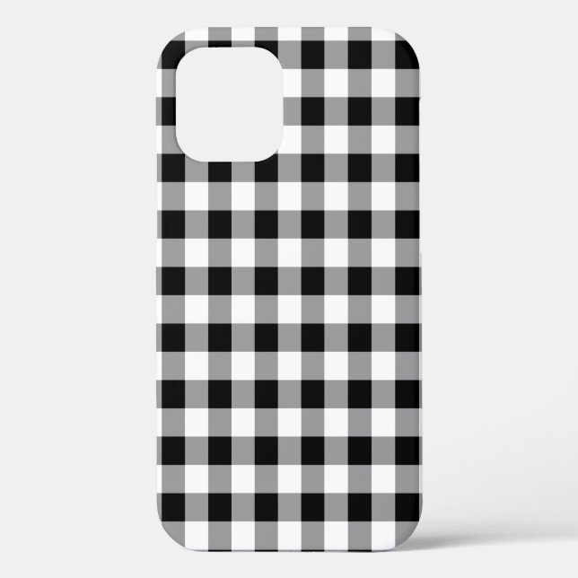 Black and White Buffalo Plaid Pattern Case-Mate iPhone Case (Back)