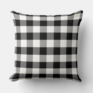 Black and White Buffalo Plaid Pattern Cushion