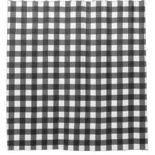 Black and White Buffalo Plaid Shower Curtain